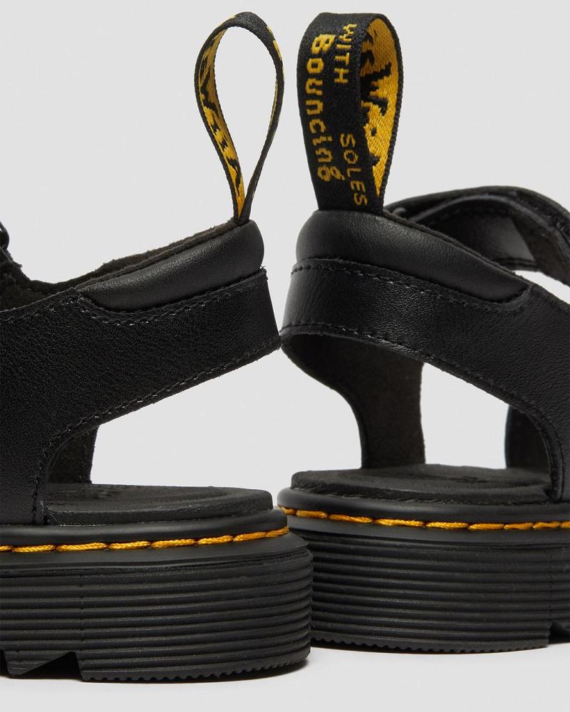 Dr Martens Junior Vossie Leren Sandalen Kinderen Zwart | NL 102GSO